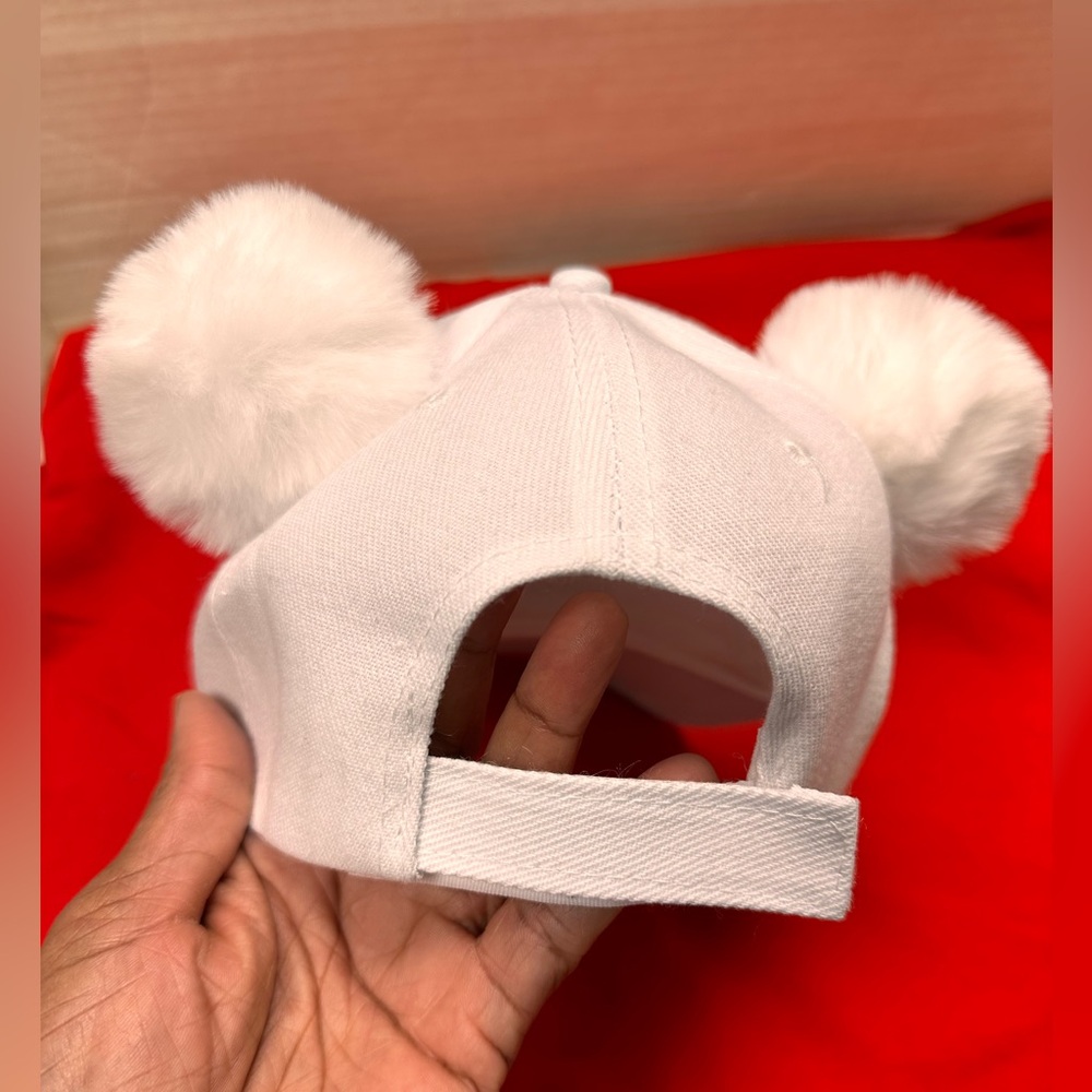 Baseball cap hat Pom Pom breast cancer awareness white - Picture 3 of 4
